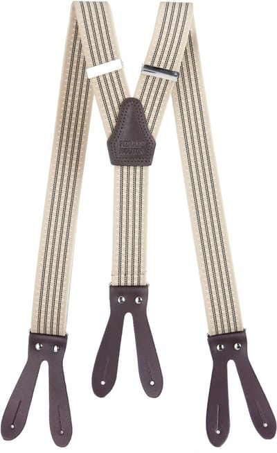 Pierre Mouton - Bretel - Volwassenen - Orleans met Leertjes - Beige - 120cm - 35mm - M - L