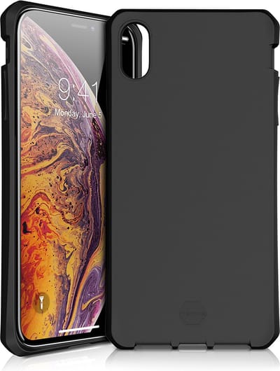 ITSkins Hoesje geschikt voor Apple iPhone XS Max Telefoonhoesje Flexibel TPU | ITSkins SpectrumSolid Backcover Shockproof | Schokbestendig iPhone XS Max Telefoonhoesje | Anti Shock Proof - Plain Black | Zwart