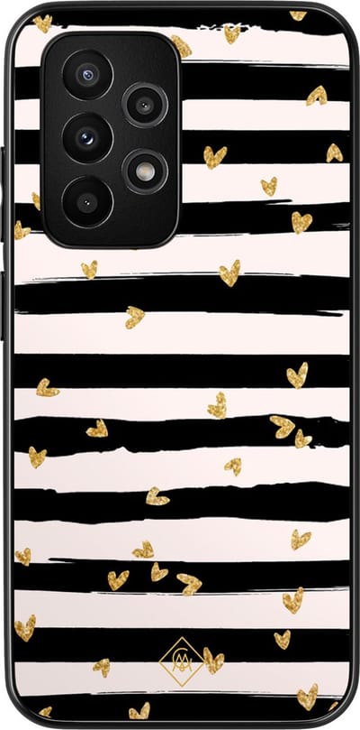 Casimoda® hoesje - Geschikt voor Samsung Galaxy A52 5G - Hart Streepjes - Zwart TPU Backcover - Gestreept - Groen