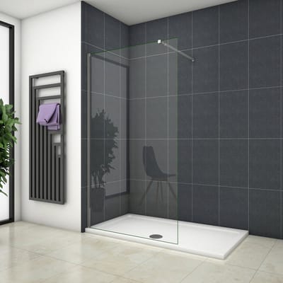 Inloopdouche-douchewand-walk in 10mm NANO EasyClean veiligheidsglas，110x200cm+73-120cm Stabilisatiestang,glanzend chroom profiel