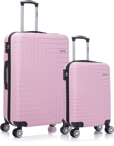 TRALEX - Luminara - 2 Delig kofferset - Grote Set 39L&97L - Handbagage - 39L - 56x37x23cm - Grote koffer - 97L - 76x49x29cm - ABS - Harde schaal - TSA-slot - Lichtgewicht - Flexibel - Duurzaam - rubberen wielen - Dubbele spinnerwielen - Lichtroze