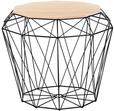 ELIDA - Bijzettafel - Zwart/ Lichte houtkleur - MDF