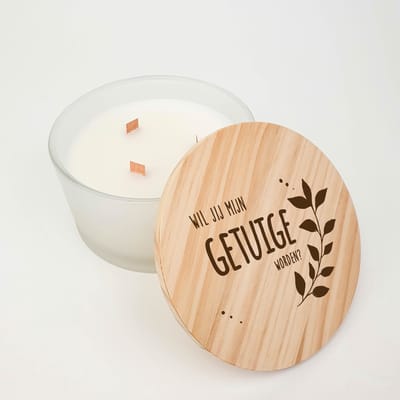 Geurkaars - GROOT - 3 houten wieken - XL - Getuige vragen - Wil je mijn getuige zijn - Getuigen vragen huwelijk - Getuige vragen cadeau - Getuige huwelijk - Getuige trouw