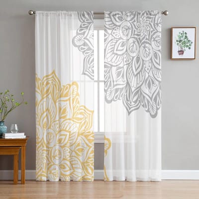 Abstract Dalia Patroon Tule Gordijnen voor Woonkamer Keuken Slaapkamer Transparante Tule voor Café Hotel Moderne Huisdecoratie 135W x 114H(cm) white