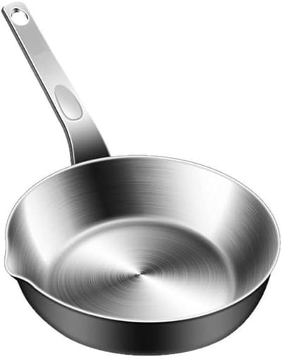 Kleine Koekenpan - Omelet Pan - Ontbijt Maken - Druipvrije Uitloop - Compact Formaat - Zilver
