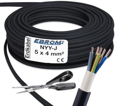 Krachtstroomkabel NYY-J 5x4 mm² Zwart - Installatiekabel per Meter