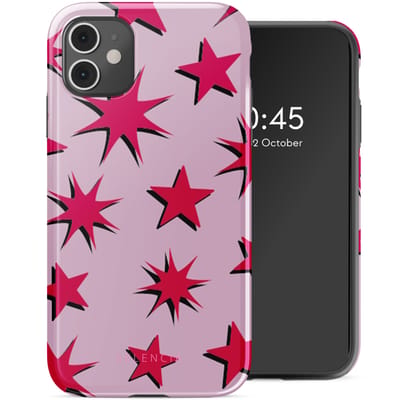 Selencia Hoesje - Geschikt voor Apple iPhone 11 - Backcover - Stars Rubine Red Light Pink