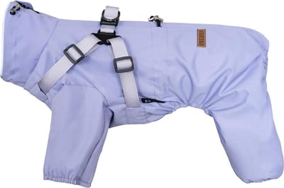 Honden Regenjas met Harnas - Waterdichte Hondenkleding - Buiten Wandelen - Reflecterende Strips - Borst 61 cm - Paars