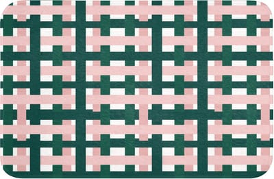 Badmat 60x40 cm - Antislip - Vlechtpatroon - Groen - Roze - Grafisch - Badmatten voor badkamer - Badkamermat - Douchemat - Badkamer mat