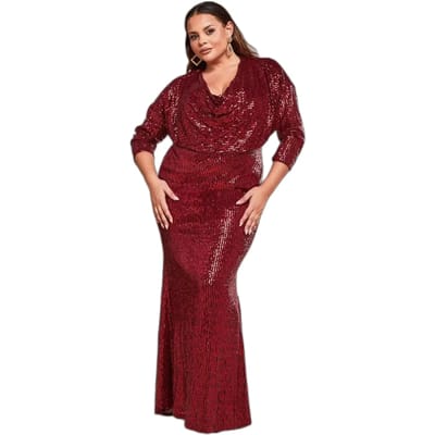 Glitternagend Sheathjurk met een Bénitier Kraag Dames Goddiva