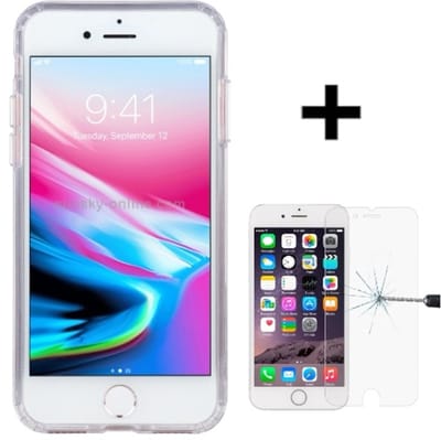 Hoesje Geschikt voor Apple iPhone 7/8 Plus silicone back cover doorzichtig/Transparant hoesje + gratis screenprotector