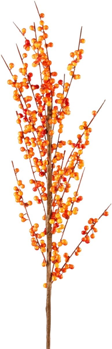 Easyplants | Kunsttak Ilex 100 cm oranje | Zijde | Nepbloemen | oranje | Onderhoudsvrij | Kant-en-klaar