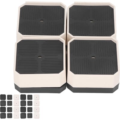 8 STUKS L-vormige Antivibratiepads Combinatie voor alle zijden voor Wasmachine Antislip Bedverhogers Voeten Stabilisator Mat black
