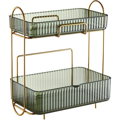 Make-up Organizer 2 Laags Badkamer Aanrecht Organizer Grote Capaciteit Cosmetica Houder Plaat voor groen