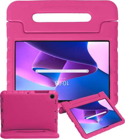Hoesje - Geschikt voor Lenovo Tab M10 Plus (3e / 3rd Generatie) - Met Screenprotector - Kinderhoes - Shockproof Bumper - Kidsproof Case - Tablethoes - Kinder Hoes Cover - Roze