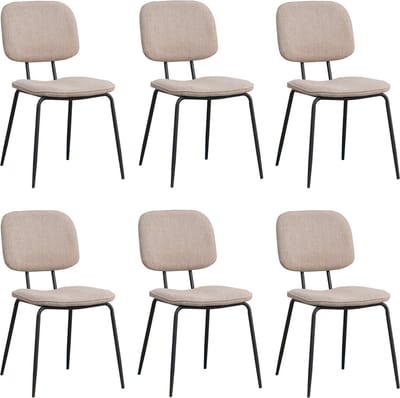 Bronx71® Scandinavische eetkamerstoel Ivar gerecyclede stof taupe - Eetkamerstoelen set van 6 - stoel
