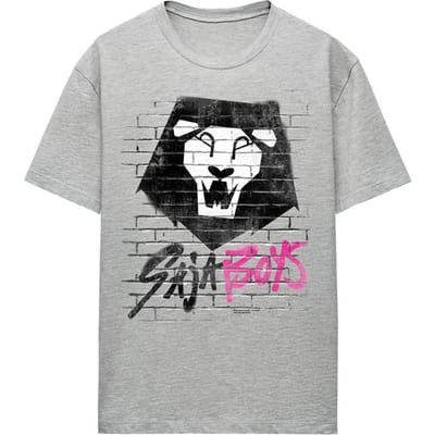 K-Pop Demon Hunters Unisex Volwassen Saja Boys Baksteen Graffiti T-Shirt (Heather Grijs)