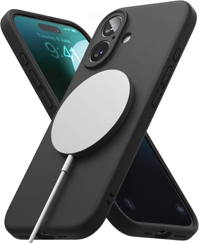 Ringke Silicone Magnetic Hoesje Geschikt voor Apple iPhone 16 | Compatibel met MagSafe | Back Cover met Magneet | Zacht Siliconen | Slank Design | Zwart