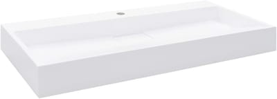 Wastafel Blok Marmer - Badkamer Wasbak - Stijlvolle Badkamer - Trendy Design - 100 x 46 cm - Wit