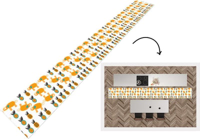 Keukenloper - Keukenmat - Olifant - Ananas - Geel - Patroon - 400x50 cm - Keuken vloerkleed