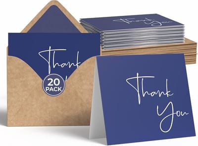 Set van 20 Bedankkaartjes met Enveloppen en Stickers - A6 Formaat Lege Notities voor Bruiloft, Zaken en Feestjes