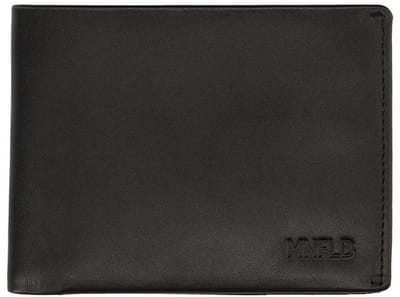 Manfield - Heren - Zwarte leren portemonnee - Maat 1
