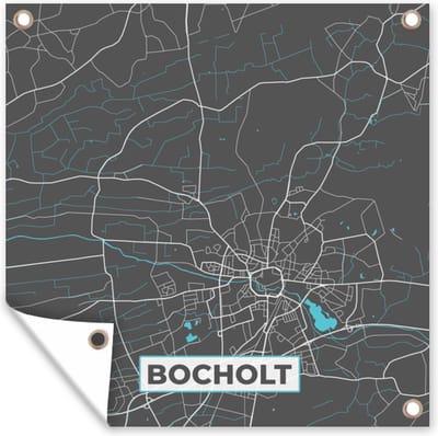 Tuin poster Stadskaart – Plattegrond – Duitsland – Blauw – Bocholt – Kaart - 200x200 cm - Tuindoek