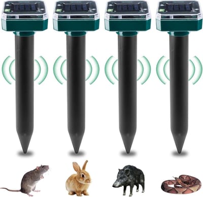 Ultrasone Mollenbestrijders - 4 Stuks Zonne-energie, Waterdicht IP65 voor Tuin en Gazon