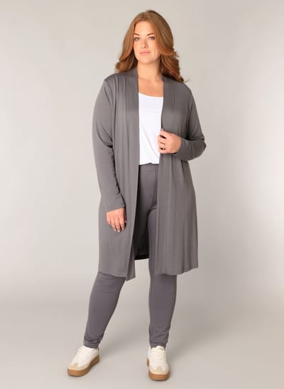 BASE LEVEL CURVY Ayla Long Vest - Dark Grey - maat 0(46)