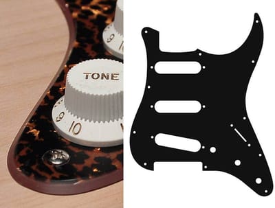 Boston ST-213-RBP pickguard, Stallion, standard, SSS, 3 pot holes, 3-5 switch, 2 ply, tiger brown pearl