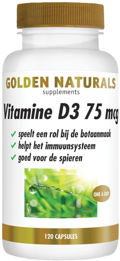 Golden Naturals Vitamine D3 75mcg - 2 x 120 softgels - Voordeelverpakking