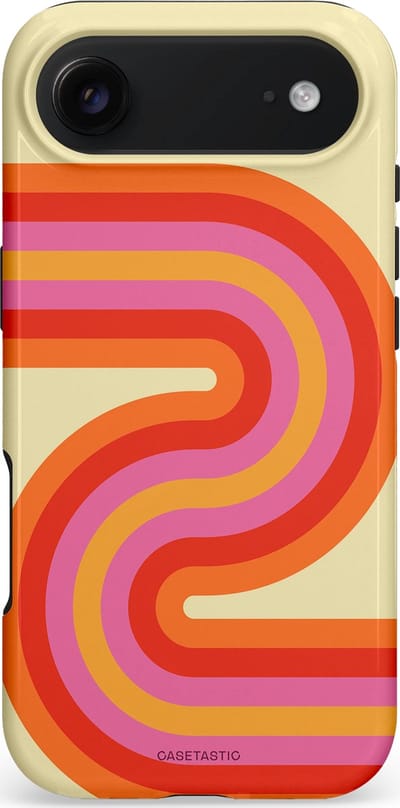 Casetastic hoesje geschikt voor Apple iPhone Air - MagSafe - Dubbellaagse bescherming - Retro wave - Fashion Case - Zand Rood Oranje Roze