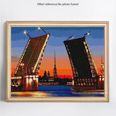 5D DIY Diamantschilderen Borduurwerk Landschap Sint-Petersburg Brug Diamant 20X30CM