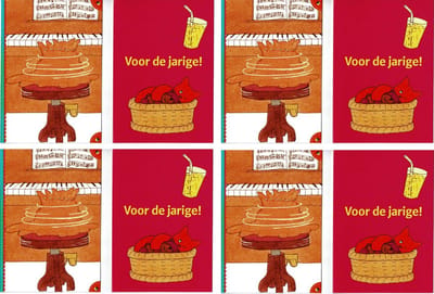 8 Luxe wenskaarten - Dikkie Dik - 12 x 17 cm - Verjaardag/ felicitatie -  Gevouwen kaart met gekleurde envelop