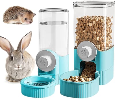 BRENZOOS- Voerdispenser Automatisch 2-in-1 - Waterdispenser - Drinkfles - Kattenvoer - Konijnenvoer - Capaciteit 1200ml - Dierenvoederbak
