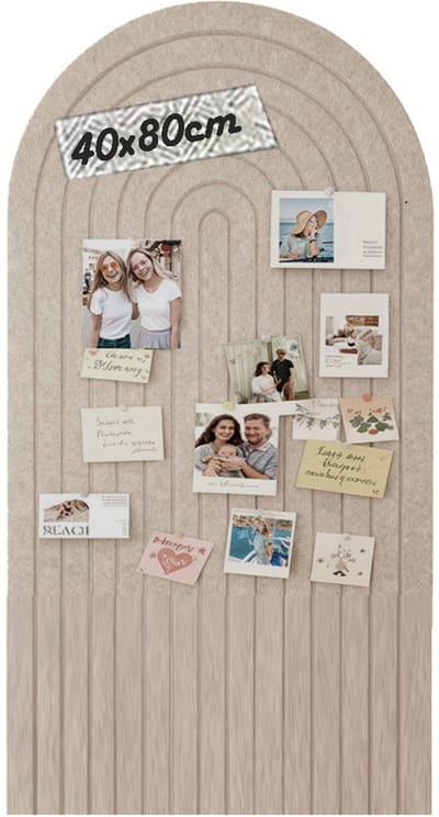 Prikbord 40x80cm - Groot gebogen vilten prikbord - Zelfklevend vilt - Alternatief voor kurkbord voor kantoor en wanddecoratie - Perfect om je foto's op te tonen - Donker camel