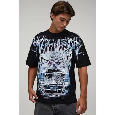 Oversized T-shirt Met Autoprint En Zichtbare Naden | Black | Size Medium
