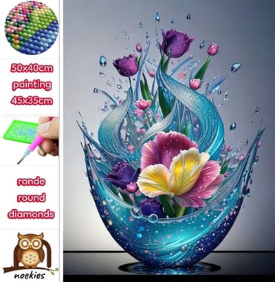 50x40cm Diamond Painting bloemen kunst (rond) nr 129