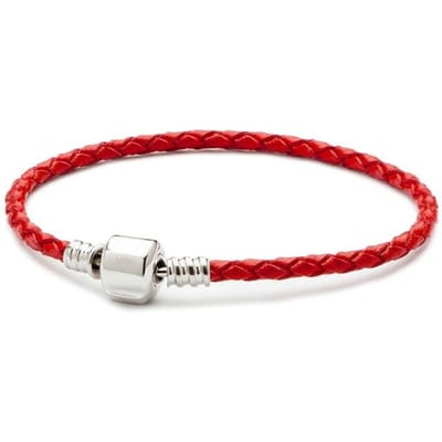 3mm leren touw enkele lus armband met zilveren sluiting bedels originele leren armband sieraden dames mode cadeau 19cm red