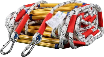 Touwladder - Veiligheidsladder Noodladder - Snelle Ontsnapping - Antislip Epoxy Treden - 7 Meter - Zwart