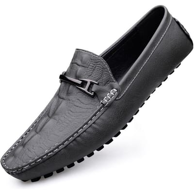 Nieuwe Krokodillenpatroon Gommino Grote Maat Luie Rijschoenen Britse Casual Schoenen Echt Leer Herenschoenen 47 black