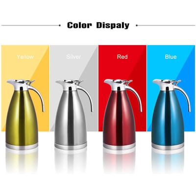 Roestvrijstalen Koffie Thee Pot Dubbelwandig Vacuüm Geïsoleerde Thermoskan Warmwaterfles 2LA type plastic handle red
