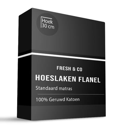 Dekbed-Discounter - Fresh and Co Hoeslaken 200 x 210/220 cm - Verkoelend Katoen Flanel - Geschikt voor matrassen tot 25 cm hoog - Wasbaar op 30 graden - Strijkvrij - Zwart