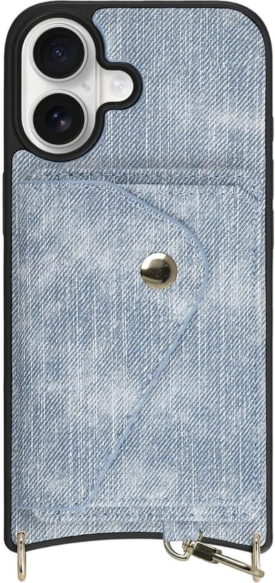 AVY Leren Hoesje Geschikt voor Apple iPhone 17 | Met Magnetische Kaarthouder | Compatibel met MagSafe | Kustleren Case met Wallet | Denim