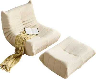 MODFU Teddy Fluweel 2-Zits Lounge Sofa - 112x189x82 cm - Ergonomisch & Comfortabel - Lichtgewicht en Gezinsvriendelijk - Moderne Bank voor Woonkamer - Beige