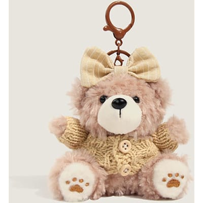 Schattige Kleine Beer Hanger Sleutelhanger Cartoon Dieren Pluche Pop Rugzak Ophangstuk Tas Bedeltje Meisje Sieraden Accessoires Cadeau A535 beige