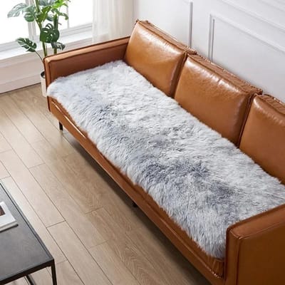 Bankhoezen van imitatiebont voor woonkamer Verdikte effen kleur Lang pluizig Imitatie wol Bankzitkussen Luxe huisdierkussen 70X150CM