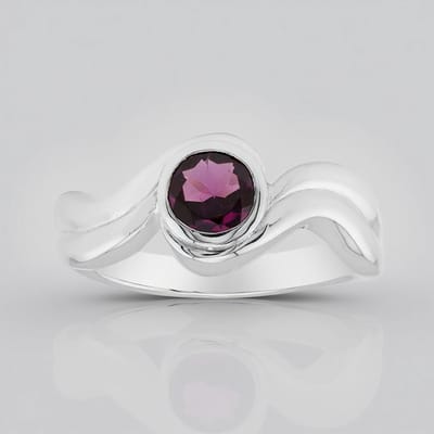 Cavill - Zilveren ring met 0,51 ct Roshoit Granaat - 925 Sterling Zilver Palladium - Modern elegant - Ronde 5 mm - Dames sieraad