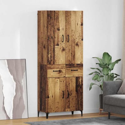 vidaXL - Highboard - Oud - Hout - 69,5 - x - 34 - x - 180 - cm - Bewerkt - hout