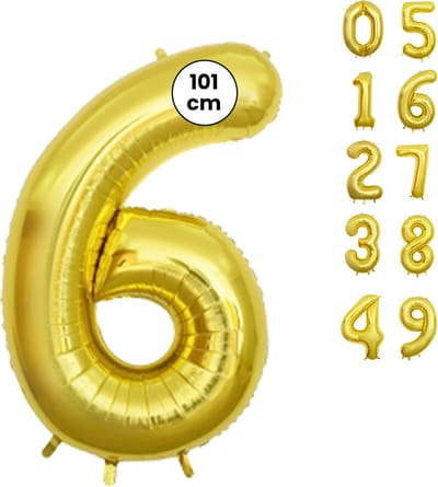 Fienosa Goud kleur Cijfer 6 Ballon 101 CM - Nummer 6 - Cijferballon - XL Groot - Helium Ballon - Verjaardag Ballon - Verjaardag Versiering - Feest - Feestversiering - Leeftijd verjaardag - Verjaardagsballon - Verjaardag